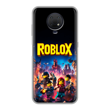 Силиконовый противоударный чехол на Nokia G10 с принтом Roblox Роблокс