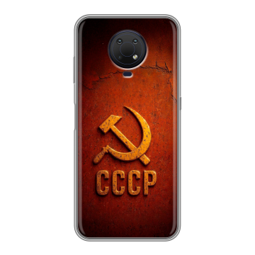 Силиконовый противоударный чехол на Nokia G10 с принтом Флаг Герб СССР