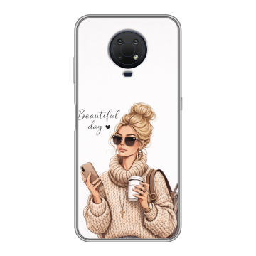 Силиконовый противоударный чехол на Nokia G10 с принтом женский