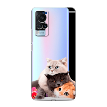 Силиконовый чехол на Vivo X60 Pro с принтом Кошки Силиконовый чехол на Vivo X60 Pro с принтом Кошки