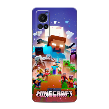 Силиконовый чехол на Vivo X60 Pro с принтом Майнкрафт Minecraft