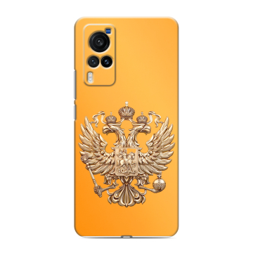 Силиконовый чехол на Vivo X60 Pro с принтом Герб Флаг России