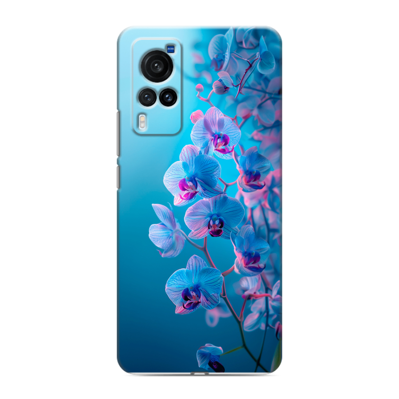 Пластиковый чехол на Vivo X60 Pro с принтом голубые орхидеи Пластиковый чехол на Vivo X60 Pro с принтом голубые орхидеи