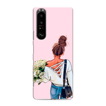 Силиконовый чехол на Sony Xperia 1 III с принтом Девушка и букет Силиконовый чехол на Sony Xperia 1 III с принтом Девушка и букет