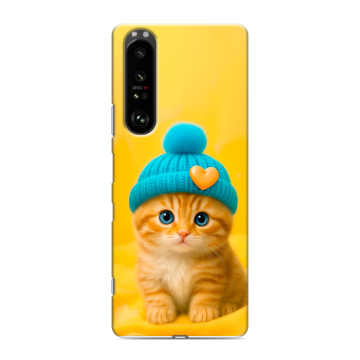 Силиконовый чехол на Sony Xperia 1 III с принтом Котенок в шапке Силиконовый чехол на Sony Xperia 1 III с принтом Котенок в шапке