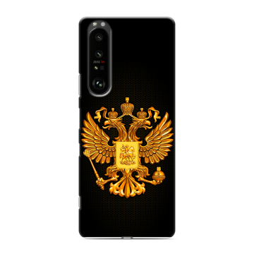 Силиконовый чехол на Sony Xperia 1 III с принтом Герб России желтый Силиконовый чехол на Sony Xperia 1 III с принтом Герб России желтый