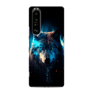 Силиконовый чехол на Sony Xperia 1 III с принтом Волк ночной