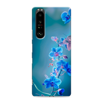 Силиконовый чехол на Sony Xperia 1 III с принтом Голубые цветы Силиконовый чехол на Sony Xperia 1 III с принтом Голубые цветы