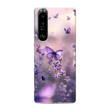 Силиконовый чехол на Sony Xperia 1 III с принтом бабочки и лаванда Силиконовый чехол на Sony Xperia 1 III с принтом бабочки и лаванда