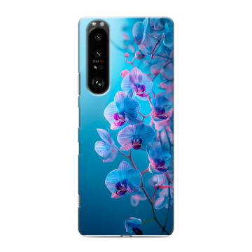 Силиконовый чехол на Sony Xperia 1 III с принтом голубые орхидеи Силиконовый чехол на Sony Xperia 1 III с принтом голубые орхидеи