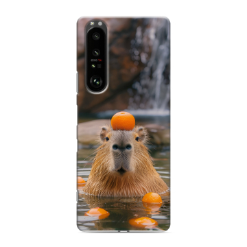 Силиконовый чехол на Sony Xperia 1 III с принтом Капибара с апельсином Силиконовый чехол на Sony Xperia 1 III с принтом Капибара с апельсином