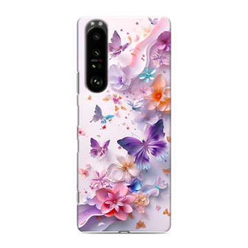 Силиконовый чехол на Sony Xperia 1 III с принтом цветы бабочки