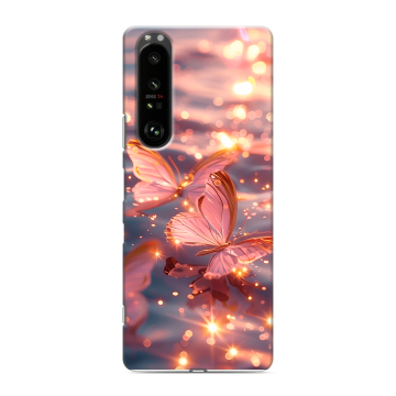 Силиконовый чехол на Sony Xperia 1 III с принтом бабочки розовые Силиконовый чехол на Sony Xperia 1 III с принтом бабочки розовые