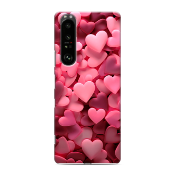 Силиконовый чехол на Sony Xperia 1 III с принтом розовые сердечки Силиконовый чехол на Sony Xperia 1 III с принтом розовые сердечки