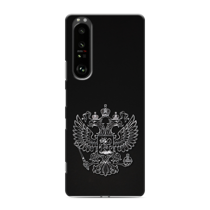 Силиконовый противоударный чехол на Sony Xperia 1 III с принтом Герб России Силиконовый противоударный чехол на Sony Xperia 1 III с принтом Герб России