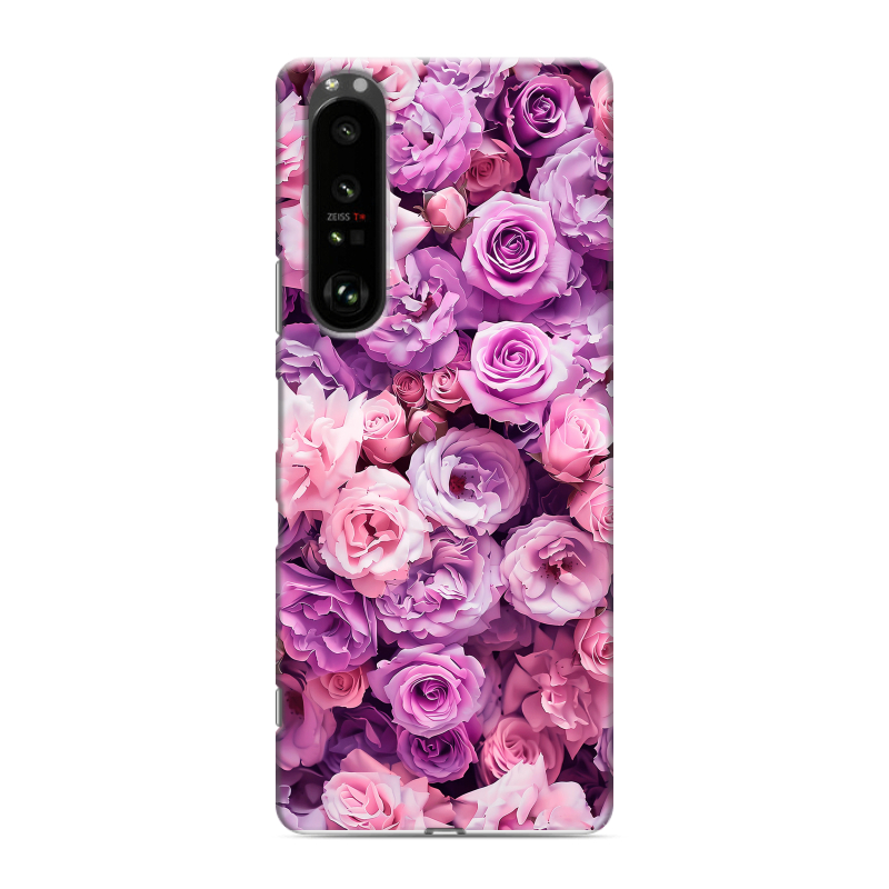 Силиконовый чехол на Sony Xperia 1 III с принтом лавандовые розы Силиконовый чехол на Sony Xperia 1 III с принтом лавандовые розы