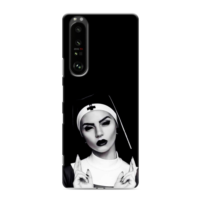 Силиконовый противоударный чехол на Sony Xperia 1 III с принтом монашка Силиконовый противоударный чехол на Sony Xperia 1 III с принтом монашка