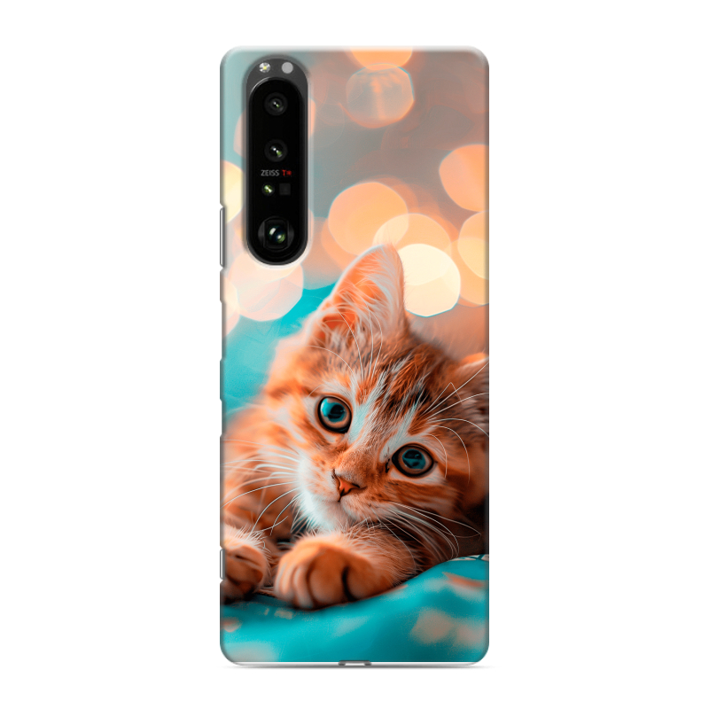 Силиконовый противоударный чехол на Sony Xperia 1 III с принтом котик Силиконовый противоударный чехол на Sony Xperia 1 III с принтом котик