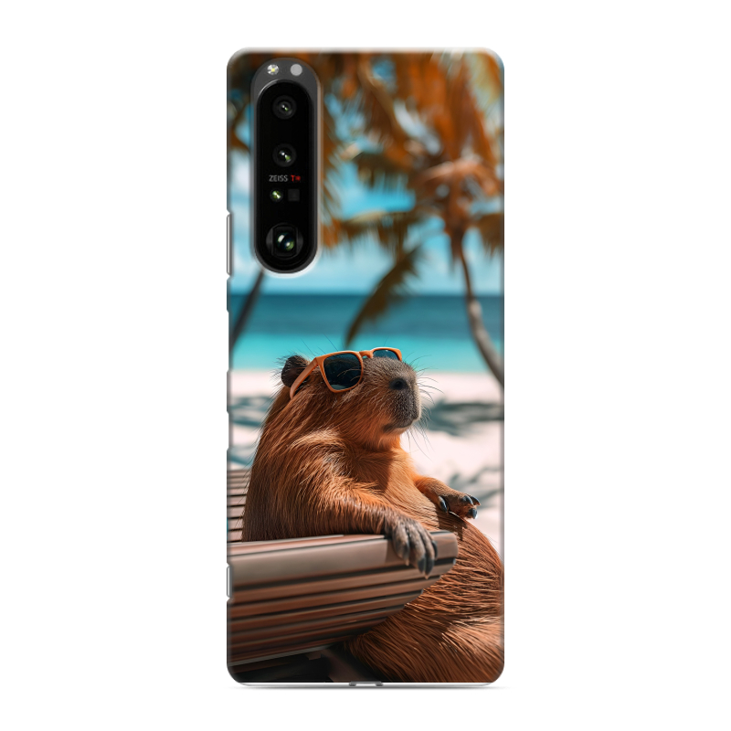 Пластиковый чехол на Sony Xperia 1 III с принтом Капибара Пластиковый чехол на Sony Xperia 1 III с принтом Капибара