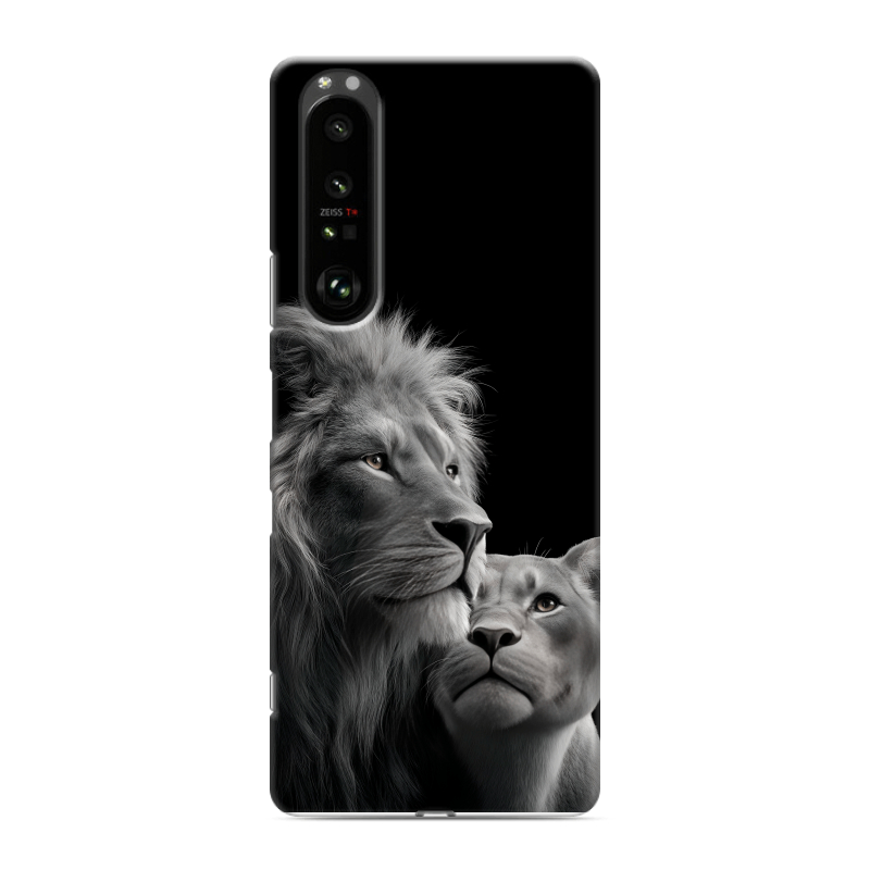 Пластиковый чехол на Sony Xperia 1 III с принтом Лев кошки Пластиковый чехол на Sony Xperia 1 III с принтом Лев кошки