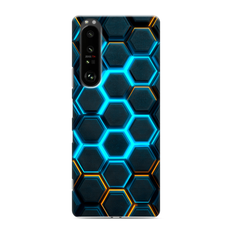 Пластиковый чехол на Sony Xperia 1 III с принтом Неоновые соты Пластиковый чехол на Sony Xperia 1 III с принтом Неоновые соты