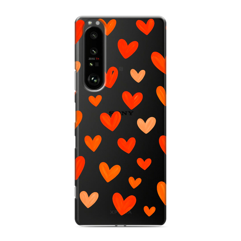 Силиконовый чехол на Sony Xperia 1 III с принтом Сердечки Силиконовый чехол на Sony Xperia 1 III с принтом Сердечки