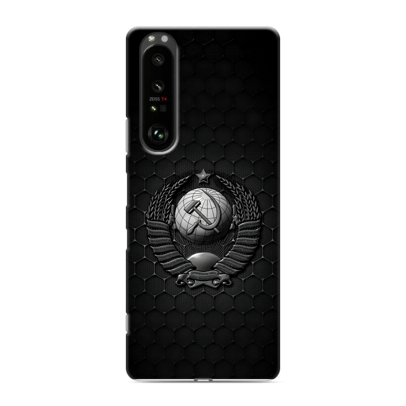 Силиконовый противоударный чехол на Sony Xperia 1 III с принтом Герб Флаг СССР Силиконовый противоударный чехол на Sony Xperia 1 III с принтом Герб Флаг СССР