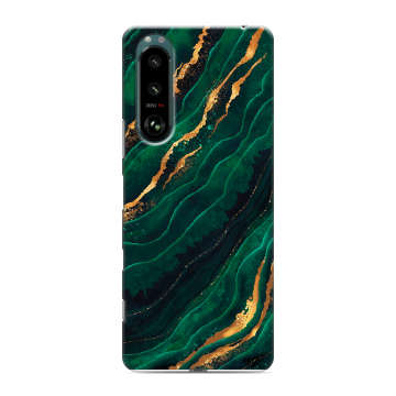 Силиконовый чехол на Sony Xperia 5 III с принтом Мрамор зеленое золото Силиконовый чехол на Sony Xperia 5 III с принтом Мрамор зеленое золото