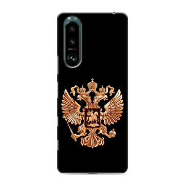 Силиконовый чехол на Sony Xperia 5 III с принтом Герб России золотой