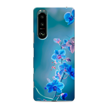 Силиконовый чехол на Sony Xperia 5 III с принтом Голубые цветы Силиконовый чехол на Sony Xperia 5 III с принтом Голубые цветы