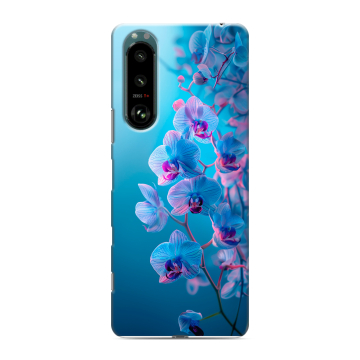 Силиконовый чехол на Sony Xperia 5 III с принтом голубые орхидеи Силиконовый чехол на Sony Xperia 5 III с принтом голубые орхидеи