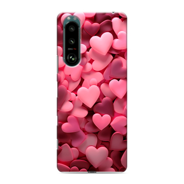 Силиконовый чехол на Sony Xperia 5 III с принтом розовые сердечки Силиконовый чехол на Sony Xperia 5 III с принтом розовые сердечки
