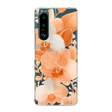 Силиконовый чехол на Sony Xperia 5 III с принтом Бежевые цветы Силиконовый чехол на Sony Xperia 5 III с принтом Бежевые цветы