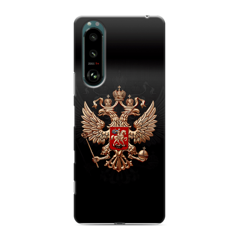 Силиконовый противоударный чехол на Sony Xperia 5 III с принтом Герб России Силиконовый противоударный чехол на Sony Xperia 5 III с принтом Герб России