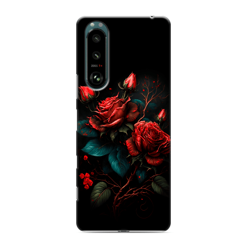 Силиконовый противоударный чехол на Sony Xperia 5 III с принтом Розы красные Силиконовый противоударный чехол на Sony Xperia 5 III с принтом Розы красные