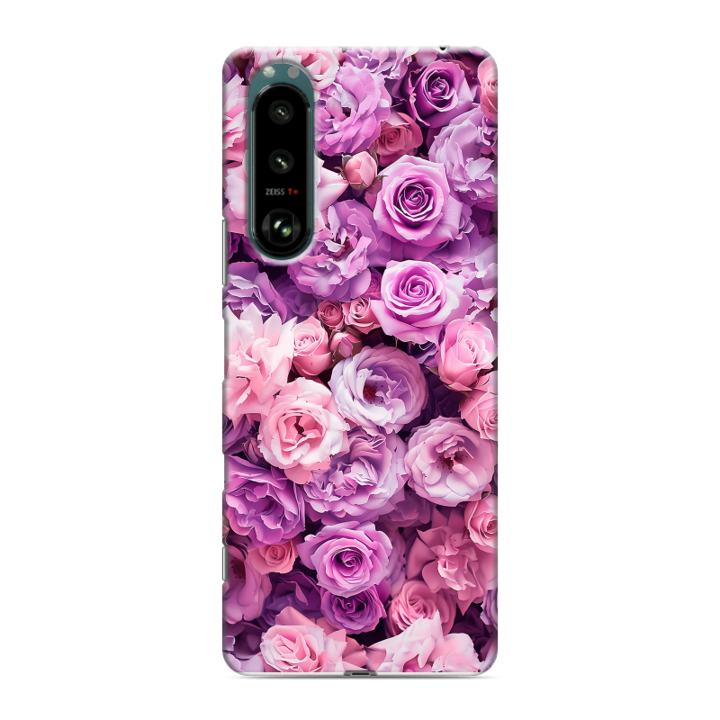 Силиконовый чехол на Sony Xperia 5 III с принтом лавандовые розы Силиконовый чехол на Sony Xperia 5 III с принтом лавандовые розы