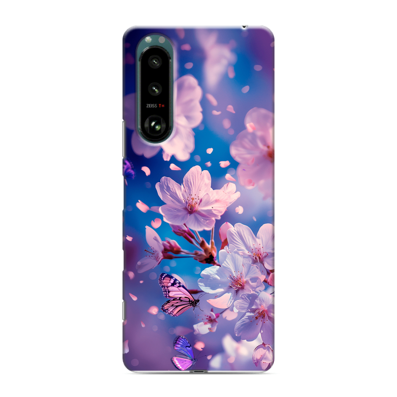 Силиконовый противоударный чехол на Sony Xperia 5 III с принтом цветы бабочки Силиконовый противоударный чехол на Sony Xperia 5 III с принтом цветы бабочки