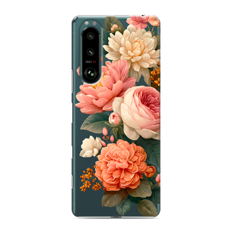 Силиконовый противоударный чехол на Sony Xperia 5 III с принтом цветы Силиконовый противоударный чехол на Sony Xperia 5 III с принтом цветы