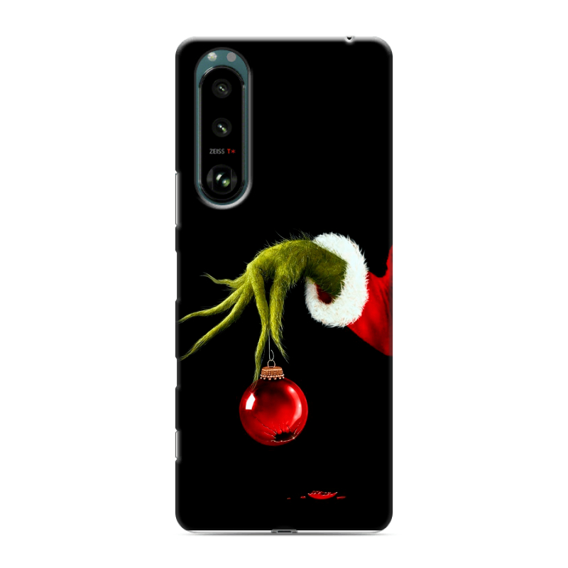 Силиконовый противоударный чехол на Sony Xperia 5 III с принтом Новый год Гринч Силиконовый противоударный чехол на Sony Xperia 5 III с принтом Новый год Гринч