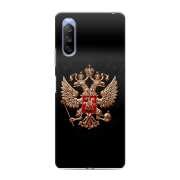 Силиконовый противоударный чехол на Sony Xperia 10 III с принтом Герб России Силиконовый противоударный чехол на Sony Xperia 10 III с принтом Герб России