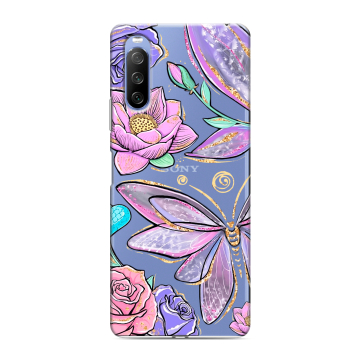 Силиконовый противоударный чехол на Sony Xperia 10 III с принтом Бабочки и цветы Силиконовый противоударный чехол на Sony Xperia 10 III с принтом Бабочки и цветы