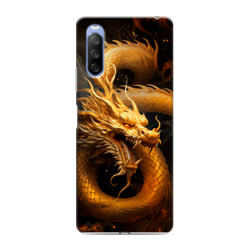 Силиконовый противоударный чехол на Sony Xperia 10 III с принтом Золотой дракон Силиконовый противоударный чехол на Sony Xperia 10 III с принтом Золотой дракон