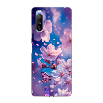 Силиконовый противоударный чехол на Sony Xperia 10 III с принтом цветы бабочки Силиконовый противоударный чехол на Sony Xperia 10 III с принтом цветы бабочки