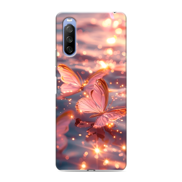 Силиконовый противоударный чехол на Sony Xperia 10 III с принтом бабочки розовые Силиконовый противоударный чехол на Sony Xperia 10 III с принтом бабочки розовые