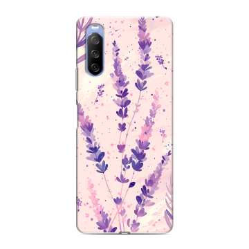 Силиконовый противоударный чехол на Sony Xperia 10 III с принтом цветы лаванда Силиконовый противоударный чехол на Sony Xperia 10 III с принтом цветы лаванда