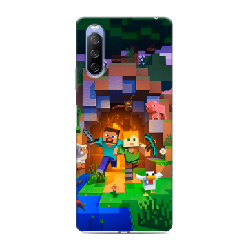 Силиконовый противоударный чехол на Sony Xperia 10 III с принтом Майнкрафт Minecraft Силиконовый противоударный чехол на Sony Xperia 10 III с принтом Майнкрафт Minecraft
