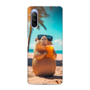 Силиконовый противоударный чехол на Sony Xperia 10 III с принтом Капибара