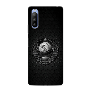 Силиконовый противоударный чехол на Sony Xperia 10 III с принтом Герб Флаг СССР