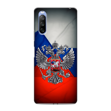 Силиконовый противоударный чехол на Sony Xperia 10 III с принтом Флаг России Силиконовый противоударный чехол на Sony Xperia 10 III с принтом Флаг России