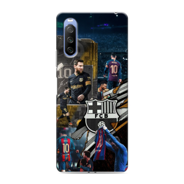 Силиконовый противоударный чехол на Sony Xperia 10 III с принтом Messi Barcelona Силиконовый противоударный чехол на Sony Xperia 10 III с принтом Messi Barcelona